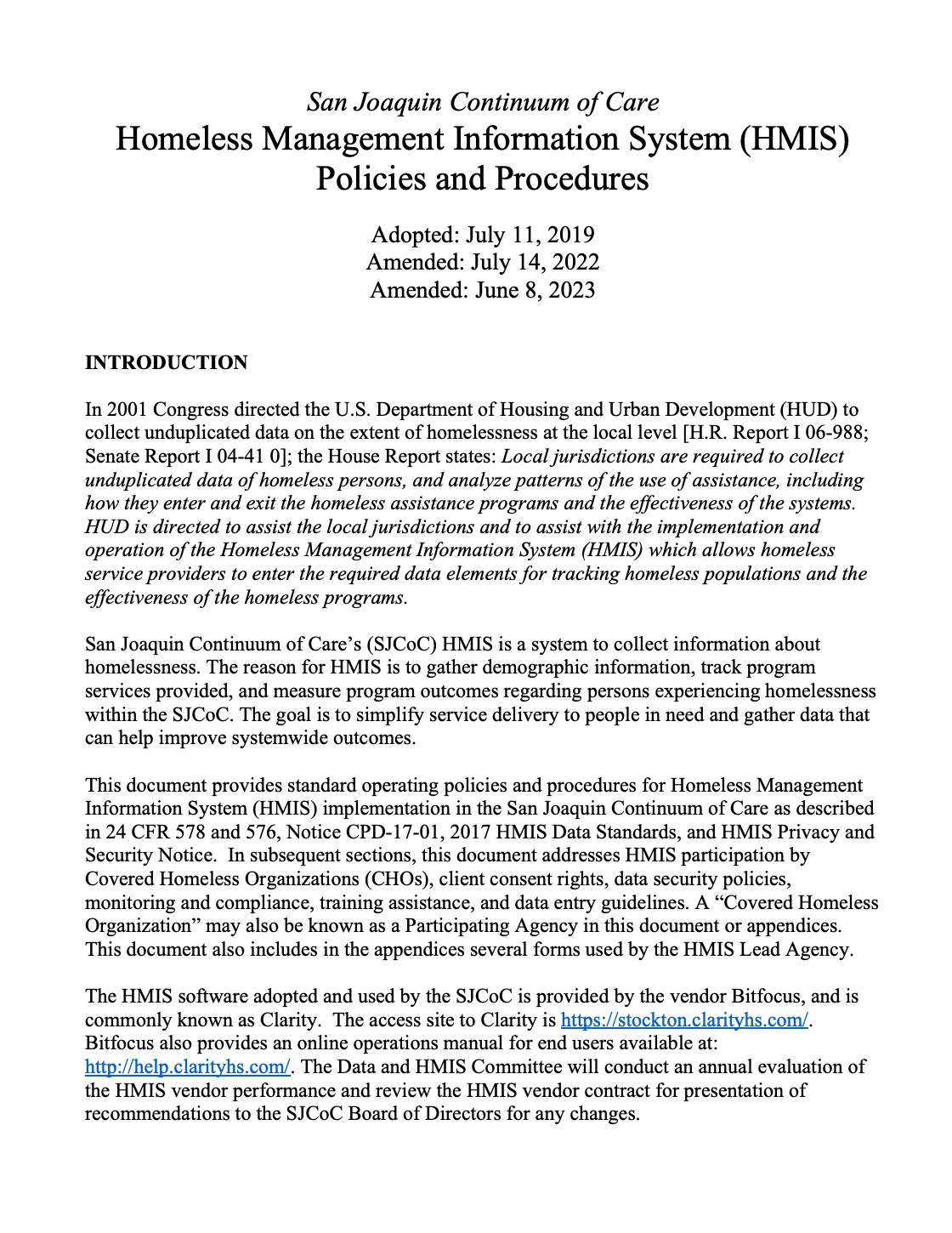 HMIS Policies and Procedures - Adopted 2023-06-08